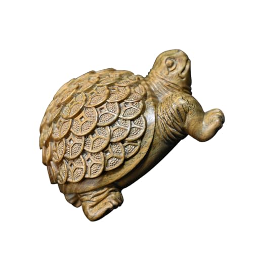 Amosfun Geldschildkröten-Ornamente Tiere Frosch Tierfiguren Plüsch Handskulptur Türkis Schmuckstücke Wohnkultur Zwerge Fuchs Gnom Tank Verstauen Grünes Sandelholz von Amosfun