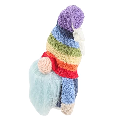 Amosfun Gestrickter Regenbogen Deko Süße Weihnachtszwerg Puppe Handgemachte Tischdeko für Feiertage Strickstoff Dekoration für Freunde und Familie von Amosfun