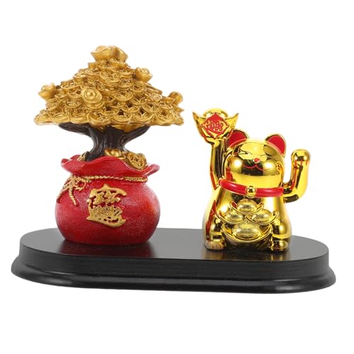 Amosfun Glückliche Katzenverzierung Katzendekor Für Katzenliebhaber Desktop-glückskatzenfigur Katzenstatue Als Wohndekoration Katzenfiguren Katzenstatuen- Katzenschmuck Golden Plastik von Amosfun