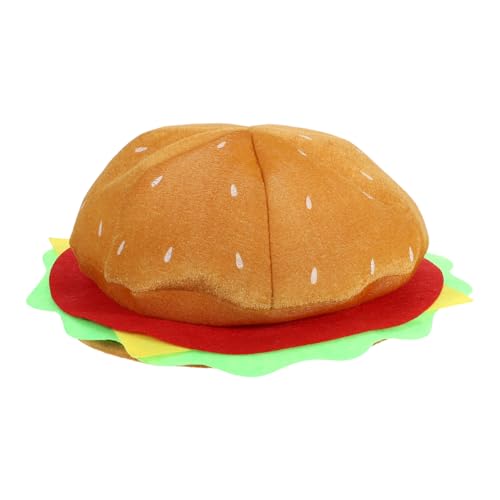 Amosfun Hamburger Hut Lustiges Kostümzubehör Food-kostümzubehör Mini-kostüm-food-hut Übergroßer Plüschhut Neuheit Burgerhut Party-burger-hut Hot-dog-hut Reisen Eimerhut Draussen Stoff von Amosfun