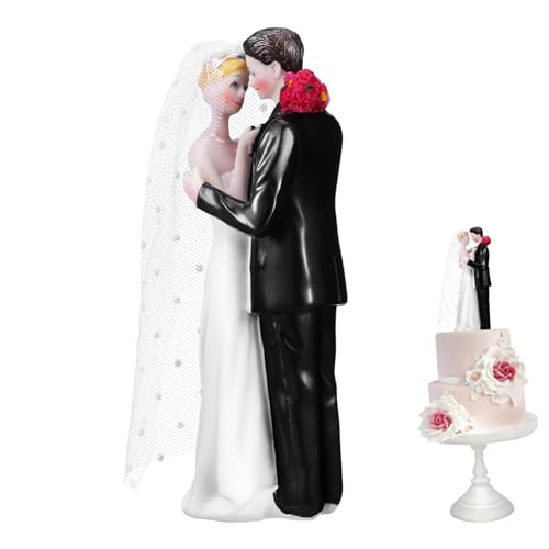 Amosfun Hochzeitstortenaufsatz Braut und Bräutigam aus Resin Tortenfigur für Hochzeitsfeiern Romantische Dekoration und Unvergessliche Erinnerungen von Amosfun