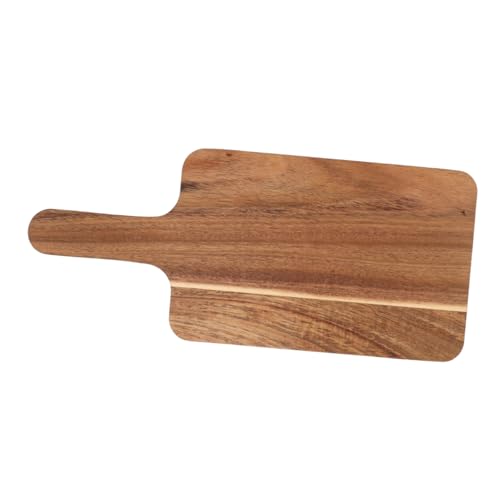 Amosfun Holz Schneidebrett Klein mit Langem Griff Doppelseitig Multifunktional als Käsebrett Brotbrett Snackbrett für Obst Gemüse Pizza Praktisch zum Schneiden und Servieren von Amosfun