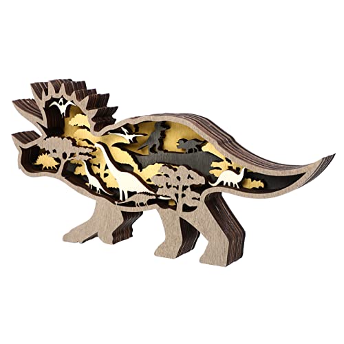 Amosfun Dauerhafte Holz Dinosaurier Figur Startseite Desktop Dekoration Büro Schmuck von Amosfun