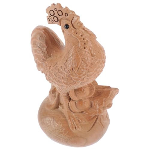 Amosfun Realistische Hölzerne Hühnerstatue Hahn- Gemütliches Wohndekor Küken-Ornament Künstlerisches Handwerk von Amosfun