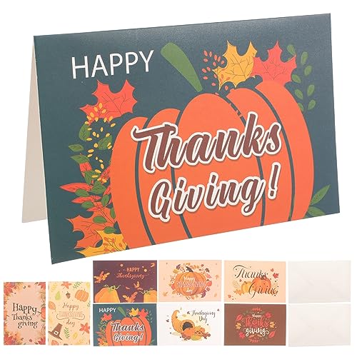 Amosfun Karteikarten 8 Stück Thanksgiving- Mit n Herbst-Segenskarten Erntenachrichtenkarten Herbst-Dankeskarten Für Erwachsene Freunde Familie Cartoon-Karten von Amosfun