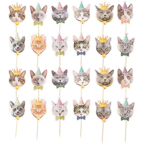 Amosfun Katzen Kuchen Aufleger Set 24 StüCk FüR Geburtstagsfeiern Kreative Papier Tortendeko FüR Tiermottopartys Wiederverwendbare Cupcake Topper Und Snacks Deko Amosfun Katzen Kuchen Aufleger Set 24 StüCk FüR Geburtstagsfeiern Kreative Papier Tortendeko FüR Tiermottopartys Wiederverwendbare Cupcake Topper Und Snacks Deko von Amosfun