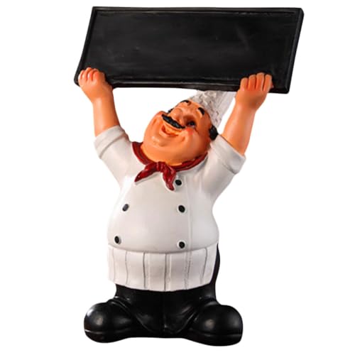 Amosfun Kochfigur mit Tafelschild Handgehaltenes Resin für Küche Restaurant Wiederverwendbare Tafel für Kreative Botschaften Kleine Tischdeko Langlebig und Platzsparend von Amosfun