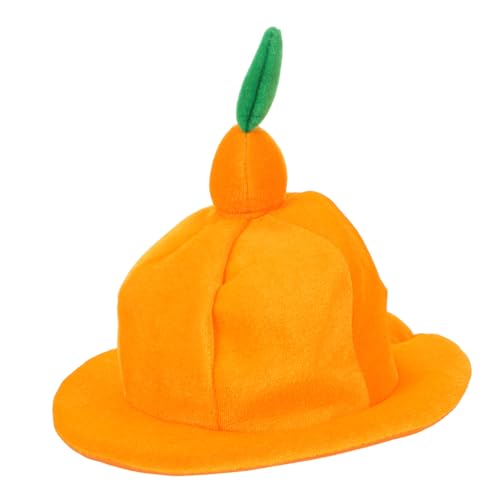 Amosfun Kreativer Party -Kopfschmuck Halloween-Party-Kostümhut Cosplay -Hut für Karneval lustiger aus Plüsch Lustige Plüschparty -Kappe lustige Obstkappen Goldener Samt Orange von Amosfun