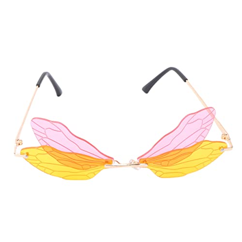 Amosfun Libellenflügel-Brille, leicht, Foto-Requisiten für Party, Urlaub, Hochzeiten, kreativer rosa gelber Rahmen, stilvolle Festival-Brille für Damen und Herren Amosfun Libellenflügel-Brille, leicht, Foto-Requisiten für Party, Urlaub, Hochzeiten, kreativer rosa gelber Rahmen, stilvolle Festival-Brille für Damen und Herren von Amosfun