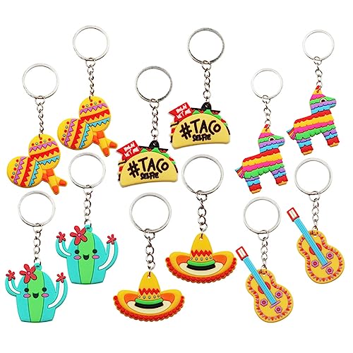 Amosfun Mexikanischer Fiesta-Schlüsselanhänger, Cartoon-Stil, hängende Dekorationen für Partygeschenke, leichte Tasche und Gepäck, Schlüsseldekoration, Festival-Zubehör mit einzigartigen Designs, 24 Amosfun Mexikanischer Fiesta-Schlüsselanhänger, Cartoon-Stil, hängende Dekorationen für Partygeschenke, leichte Tasche und Gepäck, Schlüsseldekoration, Festival-Zubehör mit einzigartigen Designs, 24 von Amosfun