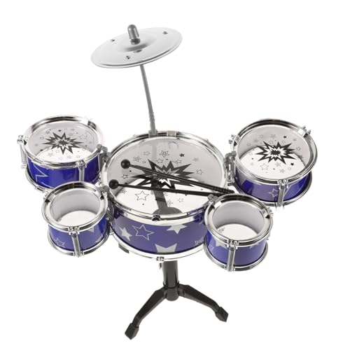 Amosfun Mini Schlagzeug Set für Musikinstrument für Vorschulkinder Robust Montieren Fördert Kreativität und Musikalische Fähigkeiten für Ab Monaten Blaues Design von Amosfun