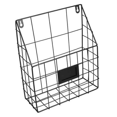 Amosfun Nordischer Briefablage Organizer aus Schmiedeeisen Stapelbar Multifunktionaler Zeitschriftenhalter und Schreibtischzubehör Schwarzer Dokumentenablage für Büro und Wohnzimmer von Amosfun