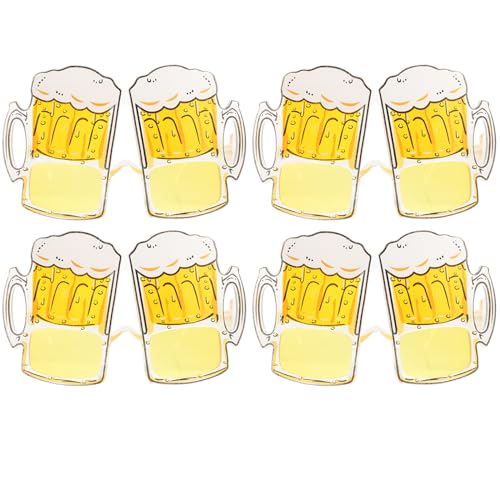 Oktoberfest Brille Bier Brille Lustige Disguise Bierkrug Sonnenbrille Gläser Kostüm Gläser Oktoberfest Cosplay Party Gastgeschenk 4 Stück (Golden) von Amosfun