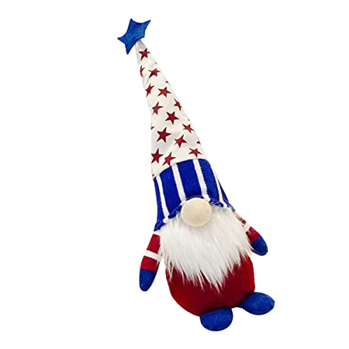 Amosfun Ornament Zwerg Puppe 4th Von Juli GNOME Dekorative GNOME Puppe Rot Patriotischen Stern Unabhängigkeit Tag Decor Festival Requisiten von Amosfun