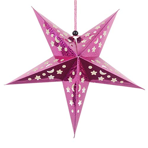 Amosfun Papierstern Laternen Lampenschirm Papierstern Lampenschirm Weihnachtsstern hängende Dekorationen für Zuhause Hochzeit Weihnachten Urlaub Party Dekoration 30 cm (rosa) von Amosfun