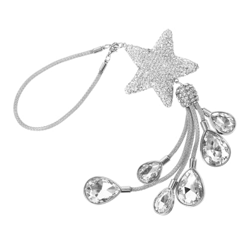 Amosfun Pentagramm-anhänger Rückspiegel Zubehör Sternverzierung Für Autospiegel Auto-bling-accessoires Zum Aufhängen Zubehör Für Autospiegel Strasssteine Silver von Amosfun