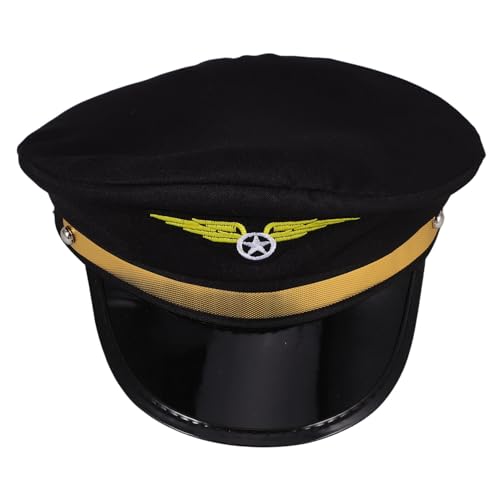 Amosfun Kapitänsmütze Kostüm Für Erwachsene Airline Cap Passform Stilvoll Für Halloween Cosplay von Amosfun
