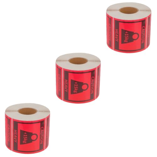 Amosfun Robuste Team-Lift-Etiketten für Umzugskartons, rote Warnaufkleber mit starker Kleberolle für Versandsicherheit und Lagerverpackung, 3 Rollen von Amosfun