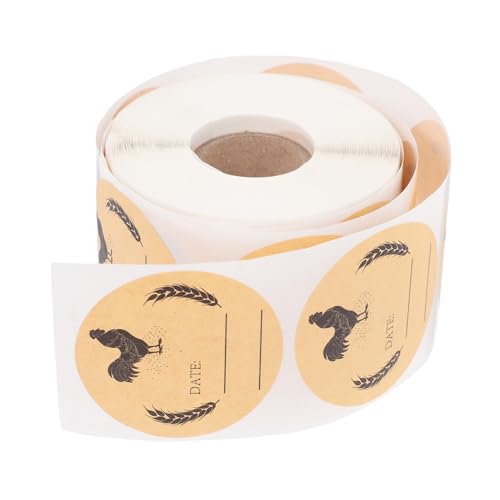 Amosfun Runde Eierkarton-Etiketten aus Kraftpapier für frische Hühnereier, Bauernmarkt, Verpackungsaufkleber, Frische-Hervorhebung für den Bauernhof von Amosfun