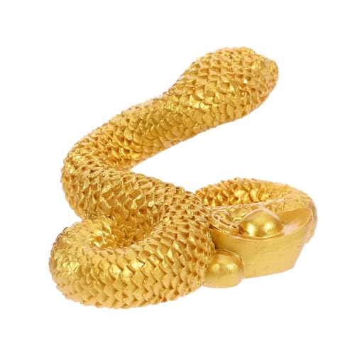 Amosfun Schlangenbarren-Ornamente Schildkröte Drachen Armband Fee Ausgestopft Drachenstatue Auf Dem Tisch Tiere Puppe Figur Drachen-Party-Dekorationen Schlangendekor Hase Tür Golden Harz von Amosfun