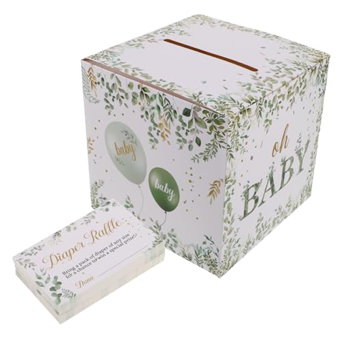 Amosfun Shower Raffle Box Set Diaper Raffle Tickets für Boho Deko Partyspiele für Babypartys und Geburtstagsfeiern mit Persönlichem Wunschkarten Element von Amosfun
