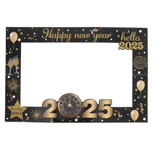 Amosfun Neujahr Foto Booth Rahmen Bunte Neujahr Fotorequisiten Für Silvesterpartys Frohes Neues Jahr Party Zubehör Fotobox Accessoires Für Neujahr Und Feiern Happy Year Selfie Rahmen von Amosfun