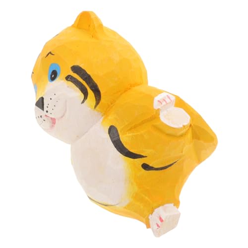Amosfun Tigerhandwerk Holzhandwerk Schreibtisch-Tier-Statue Tiger- Tigerfiguren Tiger Statuen Wohnkultur Raumdekoration Holzfiguren Gartenskulpturen Tiger-Statue Hölzern von Amosfun