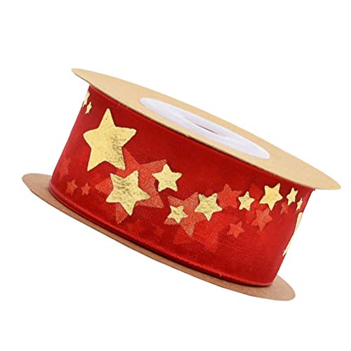 Amosfun Weihnachten Geschenkband Rot Dekoband Stern Muster DIY Basteln 2,5cm Breit Geschenkboxen Verpackung Zierband Schleifenband Weihnachtsfeier Hochzeit Party Dekoration von Amosfun