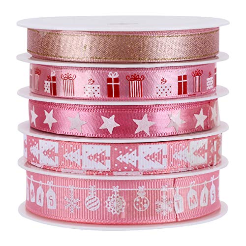 Amosfun Weihnachten Geschenkband Satinband Geschenkband Schleifenband Dekoband Weihnachtsbänder für DIY Basteln Handwerk Haarschleife Geschenkverpackung Kuchendeko Rosa 25M 5 Rollen Amosfun Weihnachten Geschenkband Satinband Geschenkband Schleifenband Dekoband Weihnachtsbänder für DIY Basteln Handwerk Haarschleife Geschenkverpackung Kuchendeko Rosa 25M 5 Rollen von Amosfun