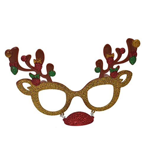 Amosfun Weihnachtsbrille Rentier Design Leichte Partybrille als Foto Requisite Kinderfreundliches Accessoire für Weihnachten Karneval und Kostümpartys Festlicher Glitzer für Xmas Feiern von Amosfun