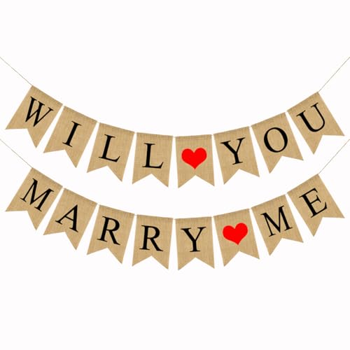 Amosfun Wimpelkette mit Aufschrift Will You Marry Me, für Heiratsantrag, Hochzeit, Party-Dekoration von Amosfun