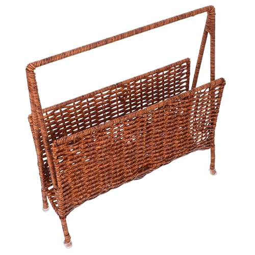 Amosfun Woven Magazine Holder Handgefertigter Imitation Rattan Zeitschriften Organizer für Wohnzimmer Büro und Badezimmer Praktischer Aufbewahrungskorb mit Rustikalem Charme von Amosfun