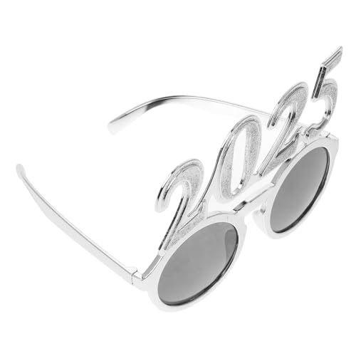 Amosfun digitale Brille Foto-Requisiten für das neue Jahr 2025 Neujahrsbrille bunt party brille partybrille Frohes neues Jahr Brillenset Neujahrs-Fotorahmen-Foto-Requisiten Stk Silver von Amosfun