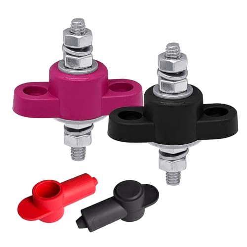 1/4" Durchführungsstecker für Remote-Batterieklemmen, Ampper Thru Panel Stud Junction Block Power Post-Klemmen mit Abdeckung für Durchgangsstrom-Panel (1 Paar) von Ampper
