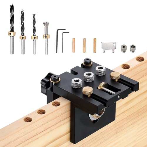 Ampvolts 6/8/10/15mm Holzdübel Bohrschablone Möbelbau - 3 in 1 Bohrlehre für Die Holzbearbeitung Exakte Dübellöchre, Dübelhilfe mit Positionierungsclip Bohrer Perforator, Bohrhilfe Ampvolts 6/8/10/15mm Holzdübel Bohrschablone Möbelbau - 3 in 1 Bohrlehre für Die Holzbearbeitung Exakte Dübellöchre, Dübelhilfe mit Positionierungsclip Bohrer Perforator, Bohrhilfe von Ampvolts