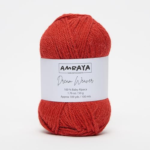 Amraya Dream Weaver 100% Baby Alpakawolle in 16 Farben kratzfrei - 50g/100m - weiche Alpaka Wolle zum Stricken und Häkeln (0178) von Amraya