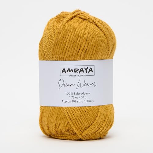 Amraya Dream Weaver 100% Baby Alpakawolle in 16 Farben kratzfrei - 50g/100m - weiche Alpaka Wolle zum Stricken und Häkeln (0633) von Amraya