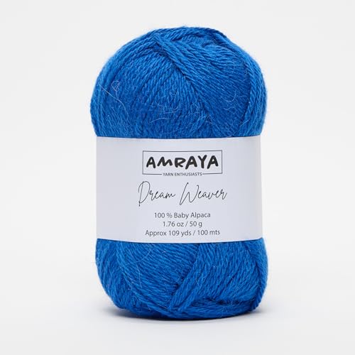 Amraya Dream Weaver 100% Baby Alpakawolle in 16 Farben kratzfrei - 50g/100m - weiche Alpaka Wolle zum Stricken und Häkeln (3608) von Amraya