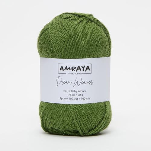Amraya Dream Weaver 100% Baby Alpakawolle in 16 Farben kratzfrei - 50g/100m - weiche Alpaka Wolle zum Stricken und Häkeln (5339) von Amraya
