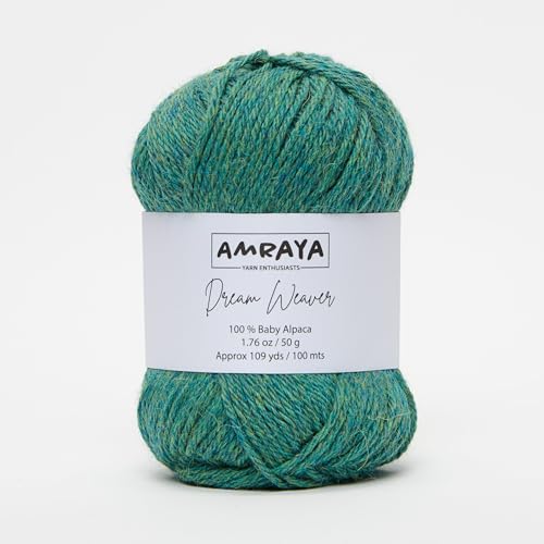 Amraya Dream Weaver 100% Baby Alpakawolle in 16 Farben kratzfrei - 50g/100m - weiche Alpaka Wolle zum Stricken und Häkeln (C740) von Amraya