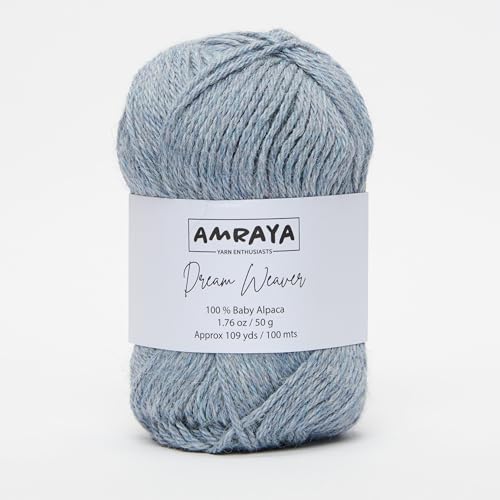 Amraya Dream Weaver 100% Baby Alpakawolle in 16 Farben kratzfrei - 50g/100m - weiche Alpaka Wolle zum Stricken und Häkeln (C838) von Amraya