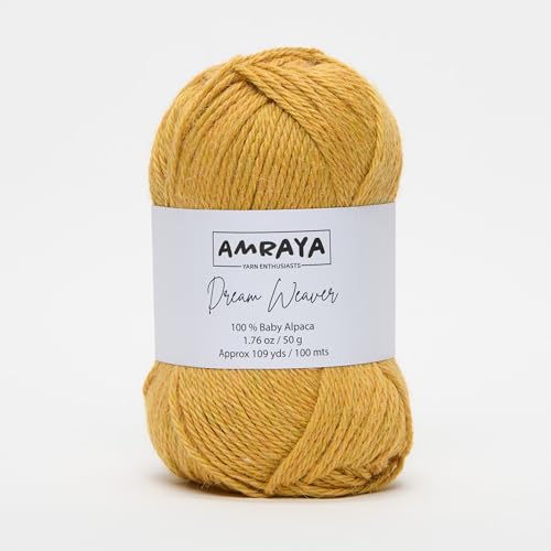 Amraya Dream Weaver 100% Baby Alpakawolle in 16 Farben kratzfrei - 50g/100m - weiche Alpaka Wolle zum Stricken und Häkeln (CQ94) von Amraya