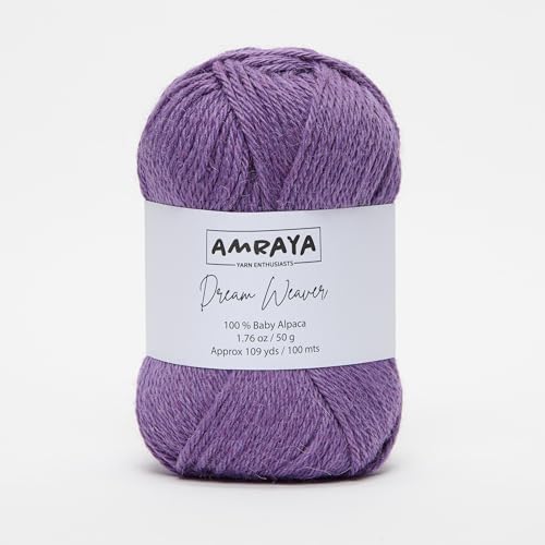Amraya Dream Weaver 100% Baby Alpakawolle in 16 Farben kratzfrei - 50g/100m - weiche Alpaka Wolle zum Stricken und Häkeln (CQ97) von Amraya
