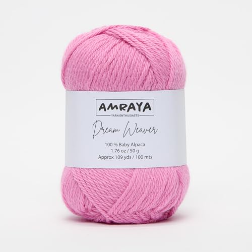 Amraya Dream Weaver 100% Baby Alpakawolle in 16 Farben kratzfrei - 50g/100m - weiche Alpaka Wolle zum Stricken und Häkeln (J104) von Amraya