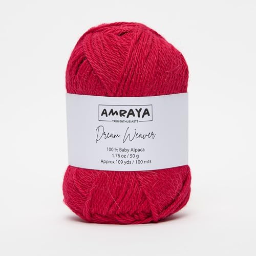 Amraya Dream Weaver 100% Baby Alpakawolle in 16 Farben kratzfrei - 50g/100m - weiche Alpaka Wolle zum Stricken und Häkeln (J761) von Amraya