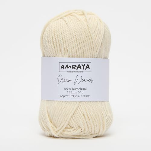 Amraya Dream Weaver 100% Baby Alpakawolle in 16 Farben kratzfrei - 50g/100m - weiche Alpaka Wolle zum Stricken und Häkeln (SFN10) von Amraya