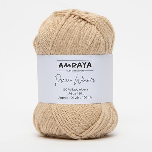 Amraya Dream Weaver 100% Baby Alpakawolle in 16 Farben kratzfrei - 50g/100m - weiche Alpaka Wolle zum Stricken und Häkeln (SFN21) von Amraya