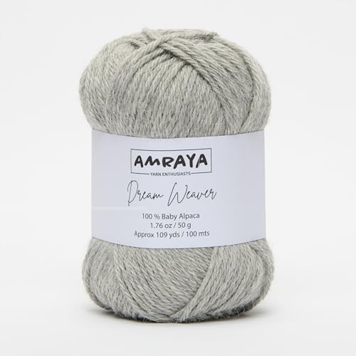 Amraya Dream Weaver 100% Baby Alpakawolle in 16 Farben kratzfrei - 50g/100m - weiche Alpaka Wolle zum Stricken und Häkeln (SFN40) von Amraya