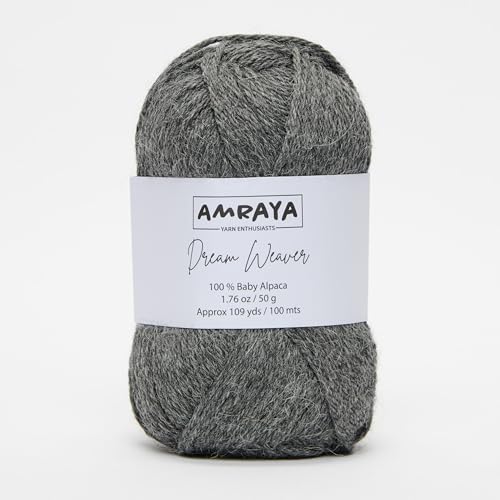 Amraya Dream Weaver 100% Baby Alpakawolle in 16 Farben kratzfrei - 50g/100m - weiche Alpaka Wolle zum Stricken und Häkeln (SFN43) von Amraya