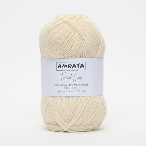 Amraya Tweed Luxe Alpaka Merinowolle Mix 50g/200m zum Häkeln und Stricken (10) von Amraya